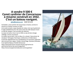 Vends canot sardinier à misaine de Concarneau de 1932